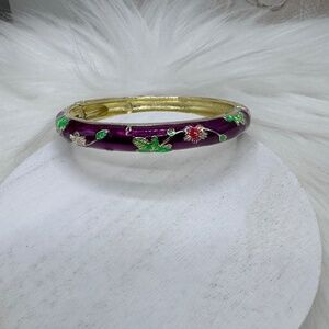 Violet Flower Enamel Cloisonne Bracelet Bangle